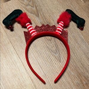 Source Unknown ⭐️ Red and Green Holiday Elf Feet Headband